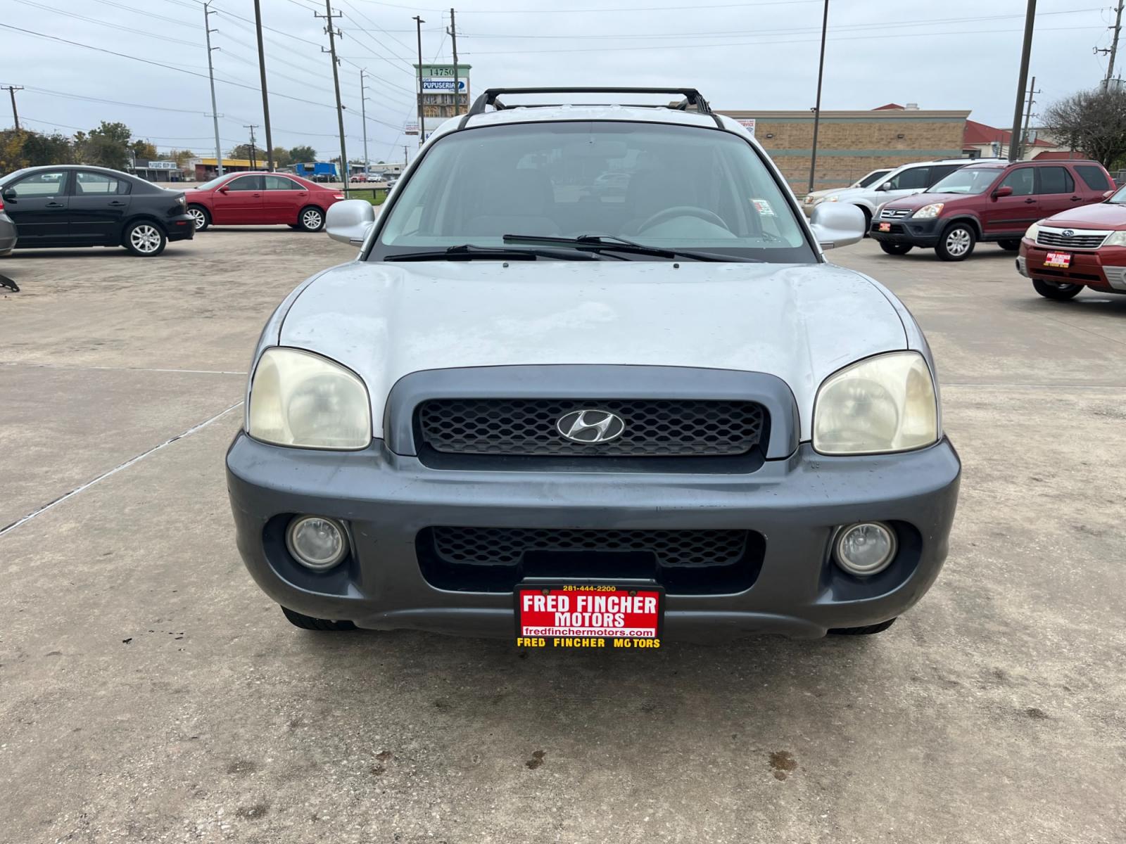 2003 SILVER /gray Hyundai Santa Fe GLS (KM8SC13D53U) with an 2.7L V6 DOHC 24V engine, 4-Speed Automatic Overdrive transmission, located at 14700 Tomball Parkway 249, Houston, TX, 77086, (281) 444-2200, 29.928619, -95.504074 - Photo #1